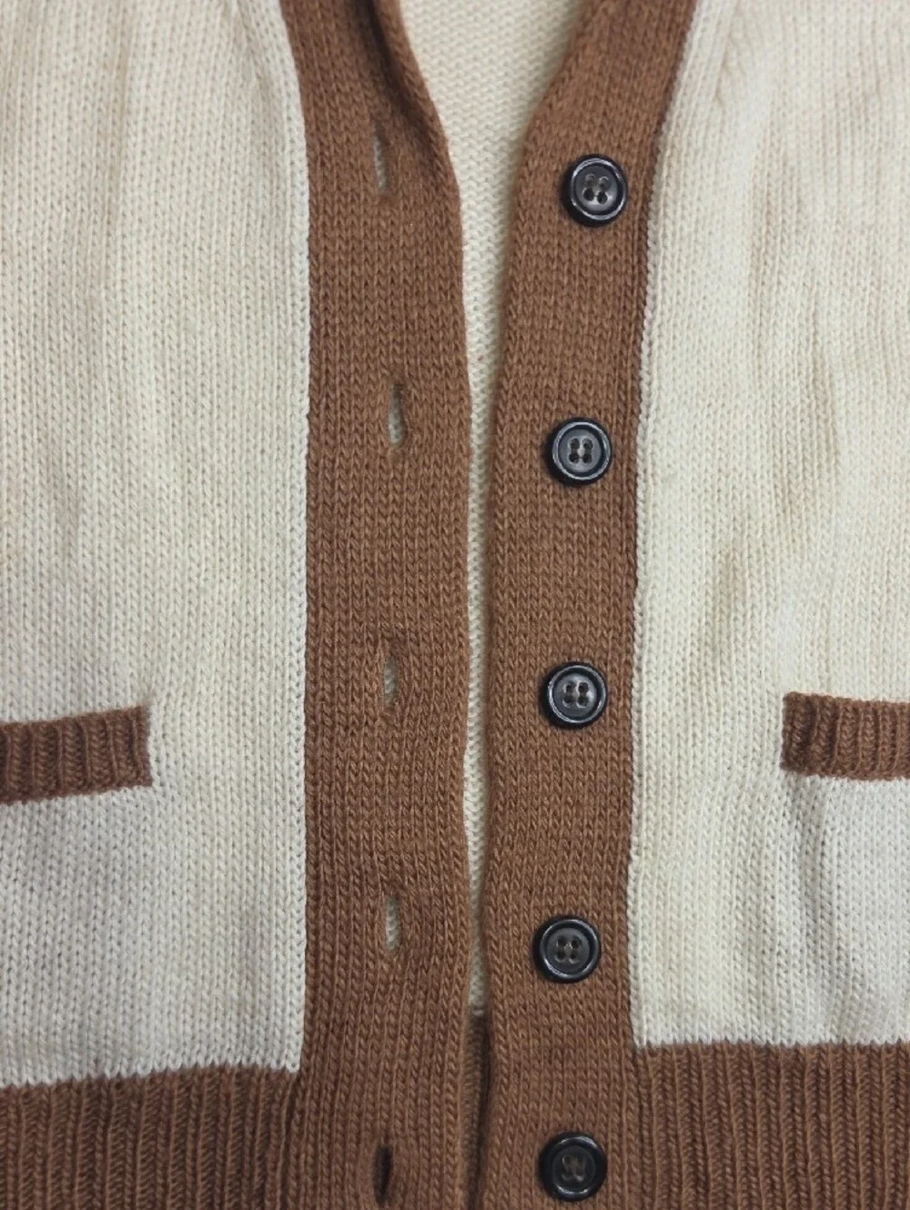 J. Crew Cream and Brown Shawl Collar Cardigan